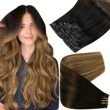 FShine PU Clip In Hair Extensions Clip in Hair Extensions #1b/6/27 - FShine Shop